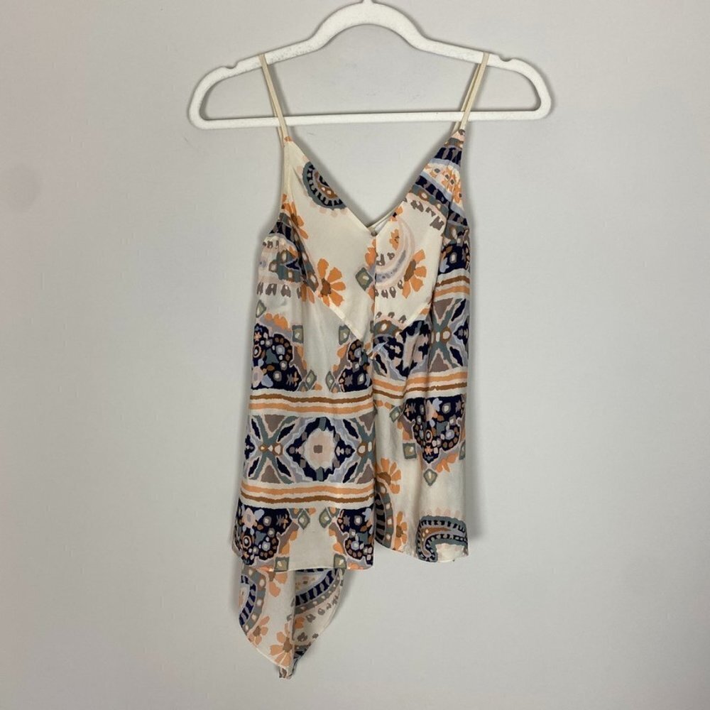 HD In Paris 100% Silk Asymmetrical Tank Top Cami Geometric Sleeveless Womens 2